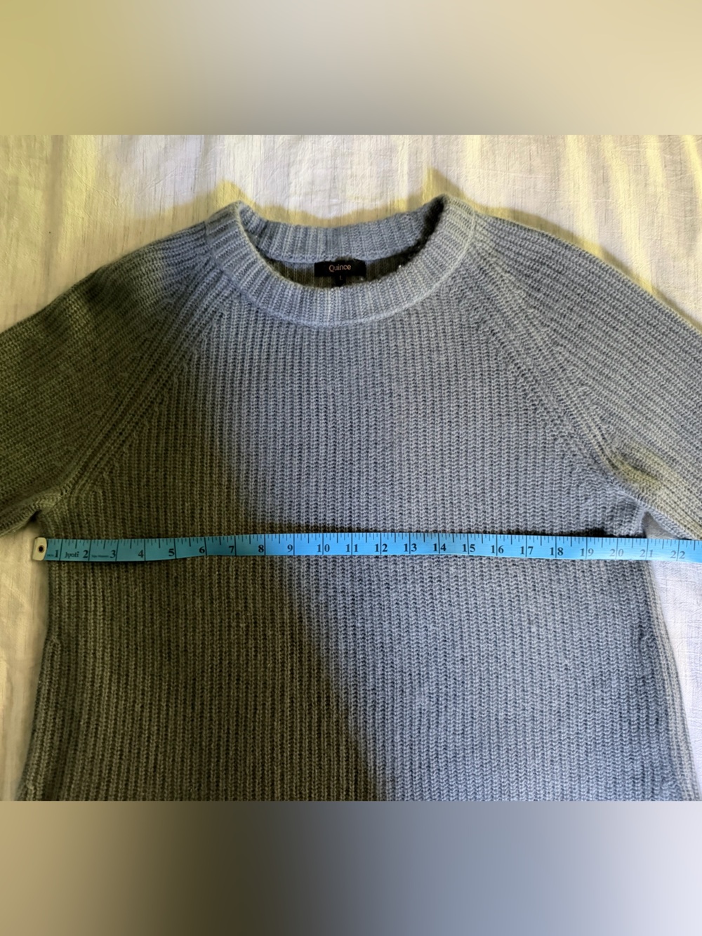 Quince Mongolian Cashmere Fisherman Crewneck Sweater - Slate Blue - Picture 8 of 10